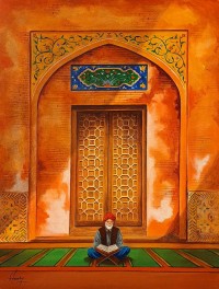 S. A. Noory, Wazir Khan Mosque - Lahore, 18 x 24 Inch, Acrylic on Canvas, Cityscape Painting, AC-SAN-135